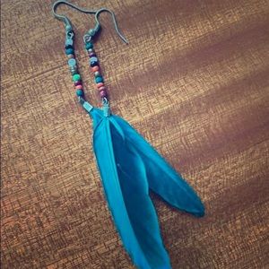 Turquoise feather earrings